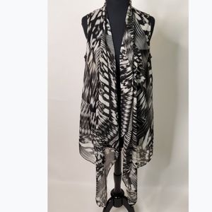Chico's Black/White Drape Cardigan (Size: 0)